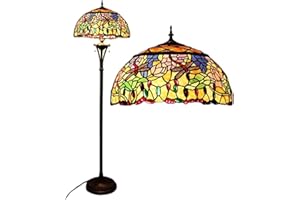 Bidesen Lampa stojąca typu Tiffany, w stylu vintage, ręcznie wykonana lampa, witrażowa, do sypialni, lampka nocna, do biura, 30 cm