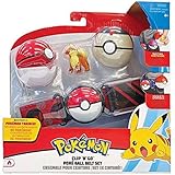 WCT Ceinture de Balle Pokemon Clip 'n' Go avec Figurine Growlithe et 2 Pokeball Officiels Originaux