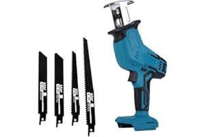 UIOEEJY Scie Sabre sans fil pour Makita 18V Batterie, Course de Lame 20 mm, Scie sabre 18V avec 4 lames de scie, 0-3000rpm/min, Idéale pour Couper du Bois et du Métal