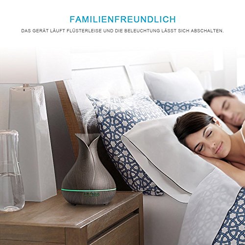 REIDEA Aroma Diffuser 400ml Leise Kalten Nebel Luftbefeuchter Oil Düfte Humidifier Holzmaserung LED mit 7 Farben, Timer und Abschaltautomatik - 6