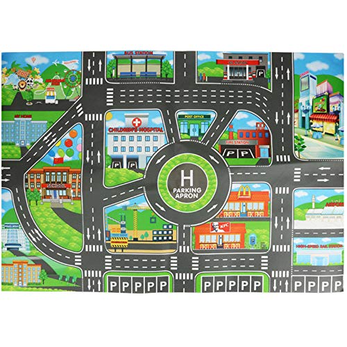 Preisvergleich Produktbild LoveLeiter Kinderspielmatte Stadtstraße Gebäude Parkplatz Karte Spiel Szene Karte Lernspielzeug Faltbarer Truck Kindermatte Bunt Teppichmatte Kinder Puzzlematte Spielmatte