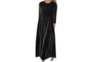 ZEIAYUAS Women Vintage Velvet Dress Long Sleeve Maxi Dresses Casual Loose Fit Dress Elegant Bridesmaid Dress Ladies Solid Color Plus Size Dress