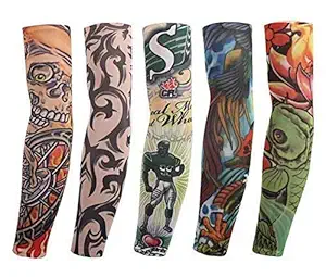 Krystle Sun and Dust Protection Arm Tattoo Sleeves for Men|Women (Multicolur,1 Pair)