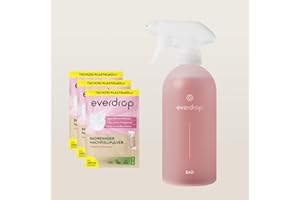 ‎EVERDROP everdrop Badreiniger Power-Pulver Starter Set (1x rpet Flasche + 3 Sachets) für starke Reinigungspower und gegen hartnäckigen Schmutz