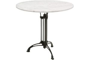 Bistrotisch Marmor Gahalia Gartentisch weiß, gusseisener Fuss mit Marmorplatte Ø80x73cm