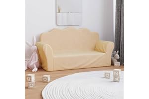 WIFESE Kindersofa 2-Sitzer Creme Weich Plüsch Schlafcouch Kinderzimmer MöBel Mini Sofa 2 Sitzer Sofas & Couches Kinder Sofa Kindercouch Sofa Kleine Couch 93x34,5x48,5 cm Wellig