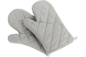 NIDEEN Oven Baking Gloves Thick Heat Resistant Cotton Oven Glove Pot Holder Cooking Mitts Kitchen Essential 1 Pair Gray