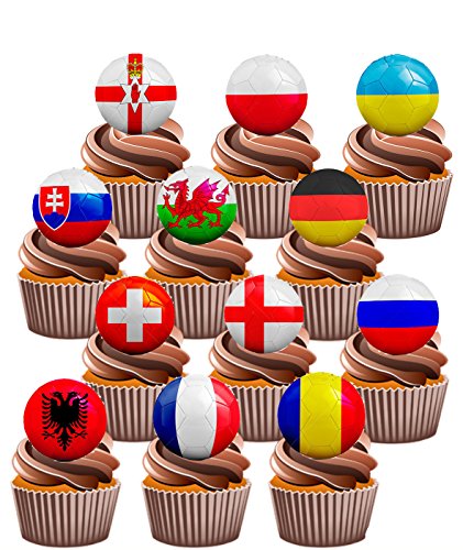 Preisvergleich Produktbild Euro 2016 Fußball Party-Pack – essbare Cupcake Dekoration, 24 Stück