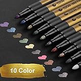 ✎Weit Verbreitet: Diese metallischen Markierstifte können auf jeder Oberfläche wie Papier, Metall, Glas, Stein, Kunststoff, Kleidung, Keramik und Holz verwendet werden, sodass Sie Ihre kreative Seite besonders in hellen, dunklen Oberflächen zeigen können und eine schöne Perle wie Metallic haben schimmern sie.