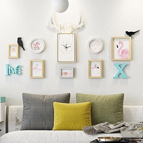 WOneww Photo Wall Background Wall Clock Combination Paintings Simple Modern Creative Personality Children Room Decoration Wall,