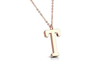 Bungsa Damen-Kette BUCHSTABEN A-Z in Silber oder Rosegold - Alphabet Halskette mit Anhänger - aus Edelstahl - Halschmuck für Damen, Kinder & Herren - A B C D E F G H I J K L M N O P R S T U V W Z