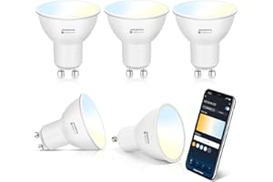 Aigostar Bombilla Inteligente LED GU10 SL2 Bombillas Alexa 6W Bombilla Wifi 2700K-6500K Regulable, Conexión rápida Compatible Con Google Home/Alexa, 5 Unidades