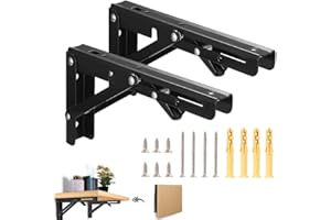 PACUM 2 Piezas 200MM Escuadras Abatibles Soporte de Estante Plegable Pesado Escuadras para Estanterias Escuadras para Estanterias Soporte Estantería Plegable Pared Soporte de Estante para Cocina,Dormitorio