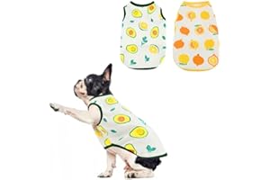 JODSEN 2 Stück Hundeshirts, Atmungsaktives Welpen Hunde Shirts mit Obstmustern, Sommer Hundekleidung, Weiche Haustier Westen Kleidung, Haustierbekleidung für Kleine Mittlere Jungen Mädchen Hund Katze (XL)