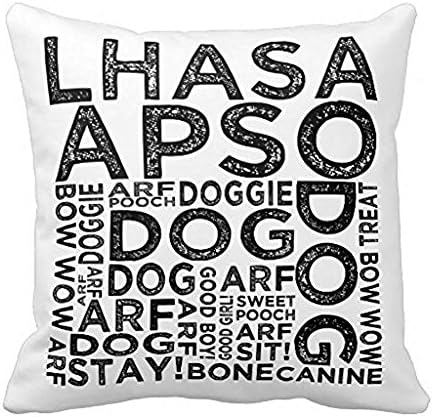 WENSING Lhasa Apso Typography Throw Pillow Case 18x18Inch