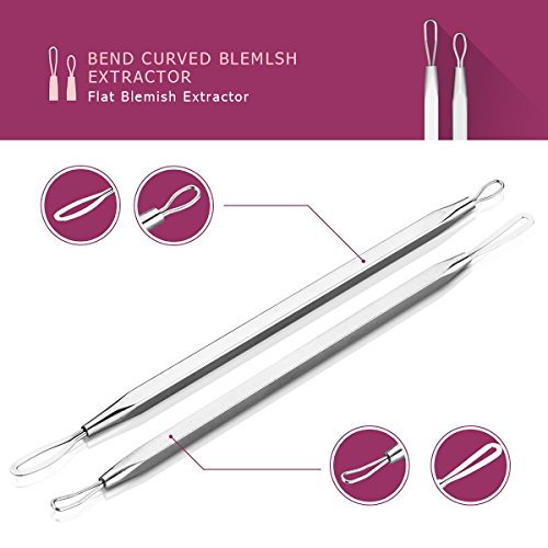 5 Stücke Mitesserentferner -Komedonenquetscher Set Aus Edelstahl+Kostenlos Benutzerhandbuch – Doppelseitig -Nagelhautschieber Werkzeug Professionell Gesundheit Behandlung für Pickel Whiteheads Akne Extraktoren Risikofrei Glatte Nose Gesicht Haut - 5