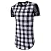 Produktbild IMJONO.Herren Sommer Kurzarm Plaid Zipper Shirt Top Pullover Bluse(Schwarz,XX-Large)
