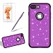 Produktbild Glitzer Tough Armor Hülle für iPhone 8 Plus/ 7 Plus, Girlyard Hybrid 3 in 1 Vorne und Hinten Bumper Schutz Weich Silikon mit Hart PC Cover High Impact Defender Anti-Kratzer Stoßfest für Apple iPhone 7 Plus/ iPhone 8 Plus (5,5 Zoll) - Lila