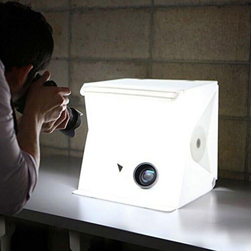 Portable Photo Studio, HMMJ Folding Photography LED Light Box, Backdrop Cube Shooting Tents Kit for Camera and Smartphone(22.6cmx23x24cm)