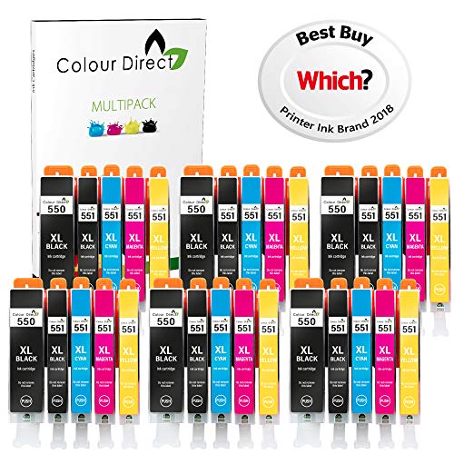 30 XL Colour Direct Compatible Encre Cartouches Remplacement pour Canon CLI-551XL / PGI-550XL Pixma MG5450 MG5550 MG5650 MG6350 MG6450 MG6600 MG6650 MX925 MX725 MG7150 MG7550 iP7250 iP7200 iP8750