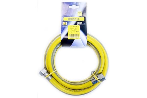 tuyau de gaz flexible 2 mt 1/2" acier FF conformément à la norme EN 15266 pour UNIROLL Table de cuisson/de cuisine