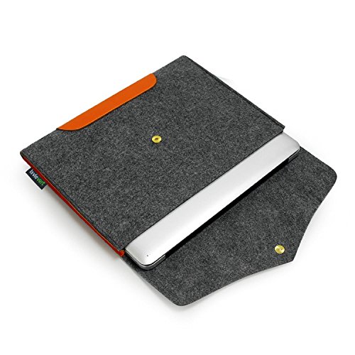 Lavievert Filz und Kunstleder Laptoptasche , Handgefertigte Schutzhülle für MacBook Air( Grau ) (13 Zoll) - 6