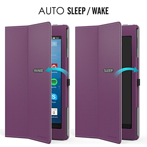 MoKo Hülle für All-New Amazon Fire HD 8 Tablet (7th Generation – 2017 Modell) – Kunstleder Ständer Schutzhülle Smart Cover mit Stift-Schleife für das neue Fire HD 8, Violett - 6