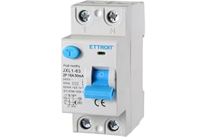 ETTROIT INTERRUTTORE MAGNETOTERMICO DIFFERENZIALE PURO SALVAVITA PER BARRA DIN 2 MODULI 2P 16A 240V 30mA 6KA