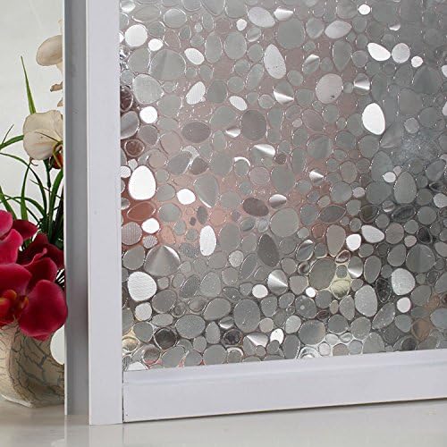 New Lifetree No Glue Window Cling Static Cling Decorative Frosted Privacy Window Glass Film Glass Heat Control Anti Uv for Bathroom Office Home Kitchen (White,17.7 by 78.7inch )