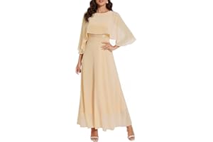 Fynadressr Women Sleeveless Cape Dress with Chiffon Overlay Lace Wedding Guest Cocktail Party Gowns Dress