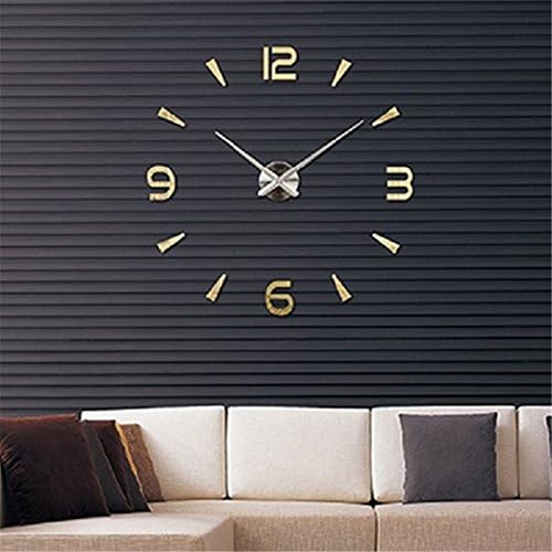 Asvert 3D DIY Large Wall Clock With Digital Number Personalised Art Stickers Frameless Modern Decorative Clock For Living Room Kitchen Bedroom Office Silver