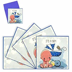 Home Genie Its Boy Square Envelope | Envelope for Gifting Money on Birthday | Sagan | Milni | Engagement | Birthday | Marriage | Diwali | Rakhi Shagun Envelopes & Any Other Ocassion (Pack of 5)