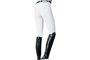 TYTUOO Riding Tights Equestrian Women Horse Riding Silicone Grip Full Seat Jodhpurs Pants Equestrian Breeches Ventilated Active Trousers Riding Tights(A-White,S)