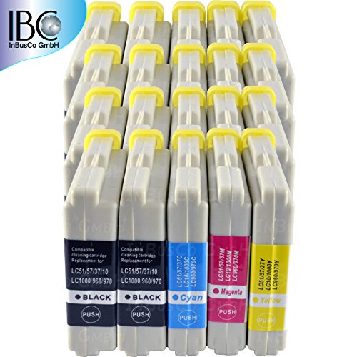 20 x cartuchos de tinta para Brother MFC-serie LC1000 LC970: DCP-130C, DCP-135C, DCP-150C, DCP-330C DCP-350C, DCP-357C, DCP-540CN, DCP-560CN DCP-750CW, DCP-770CW MFC-235C, MFC-240C, MFC-260C, MFC-3360C MFC-440CN, MFC-465CN, MFC-5460CN, MFC-5860CN MFC-660CN, MFC-665CN, MFC-680CN, MFC-845CW Fax-Serie: FAX-1360, FAX-1860C, FAX-1960C, FAX-2480C