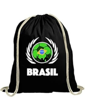 Brasil Wappen Soccer Fussball WM Fanfest Gruppen Fan natur Turnbeutel Gym Bag Fußball Brasilien
