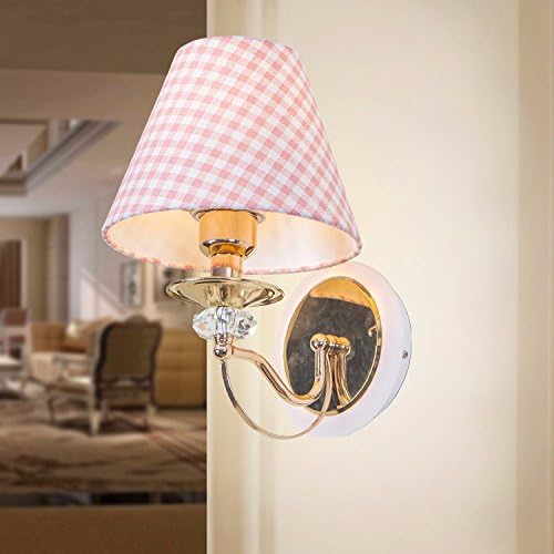YALI American Creative Iron Lamp Living Room Bedroom Study Cloth Cover Wall Lamp White Warm Light Wall Lamp,Pink,Without light source (w)
