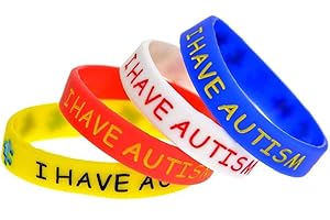 MEDICAL ID ME (4 unidades) I Have Autism Awareness Pulseras Pulseras Niños Adolescentes Adultos ASD (Grande (20 cm)