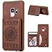Produktbild Schutzhülle Leder Galaxy S9 Handy Hülle Flip Brieftasche Slim Case Backcover Schale mit Standkuntion Kredit Karten Fach Geldbörse Geldklammer Lederhülle Design Mandala für Samsung Galaxy S9, Coffe