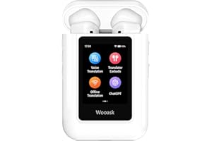 Wooask ChatGPT Translator Earbuds A8 TransBuds | AI Offline-Übersetzer mit Touchscreen & unabhängiger Bedienung | Keine App erforderlich | Echtzeit-Übersetzung in 144 Sprachen | In-Ear- &