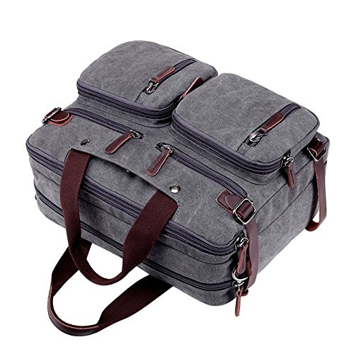 BAOSHA HB-22 Vintage Leinwand Herren Aktenkoffer Rucks  cke Arbeitstasche Umh  ngetasche Schultertasche Canvas Laptoptasche f  r 14 Zoll Grau