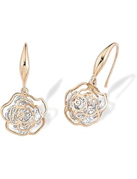 Noelani Damen-Ohrhänger Rose Blume Swarovski Elements weiß rosévergoldet 26 mm 496650