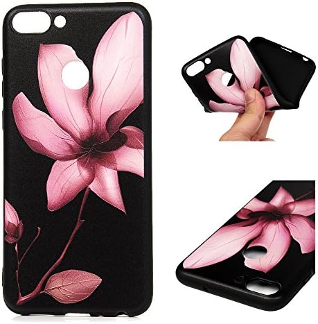 Case for Huawei P Smart LANVY Premium TPU Silicone Cover Case Soft Slim Design Shockproof Protection Rubber Bumper Case Anti-Scratch Grip Gel Case for Huawei P Smart - Pink Flower