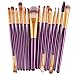 15 pcs Brush Sets,Eye Shadow Foundation Eyebrow Lip Brush Makeup Brushes (Purple)
