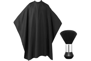 IWILCS Hairdressing Salon Hair Cutting Cape, Black Salon Barber Cape with Neck Brush, Hairdresser Beauty Scarf, Unisex Professional Apron Hair Styling Salon Equipment