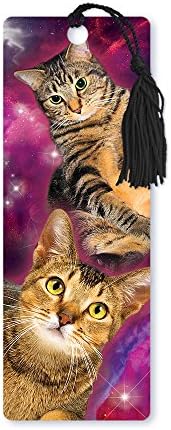Dimension 9 3D Lenticular Bookmark with Tassel, Galaxy Tabby Cats (LBM129)