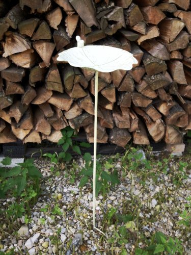 Vogeltränke Gartenstecker weiß aus Metall, 102x28cm - 3
