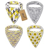 iZiv 4er Set Baby Bandana Geifer Lätzchen mit Justierbarem Druckknöpfen, Wasserdichte TPU Auskleidung für 0-2 Jahre (Farbe-6)
