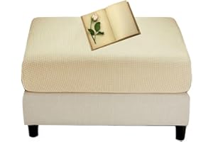 Miecoae Copri Pouf Elasticizzato Rettangolare Quadrato Copri Pouf Fodera Poggiapiedi 50 60 70 80 CM Fodere Coprisgabello Blu/Grigio, Copertura per Sgabello (Color : #4, Size : 50-68cm/20-27in)