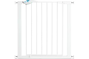 Munchkin Lindam Easy Fit Plus Deluxe Cancelletto di Sicurezza per Bambini, Barriera in Metallo per Scale e Vani Porta, Fissaggio a Pressione senza Viti, Larghezza da 76 a 82 cm, Colore: Bianco