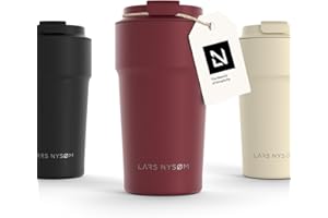 ‎LARS NYSØM LARS NYSØM Kubek termiczny do kawy na wynos 500ml | Kubek podróżny 0,5 litra z izolacją | Szczelny kubeczek termiczny ze stali nierdzewnej do kawy i herbaty w podróży (Berry Red, 500ml)